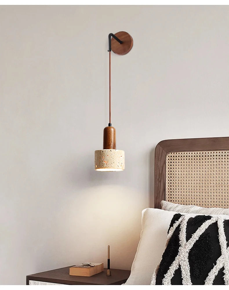 Natural Yellow Marble Led Wall Lamp Japanese Wabi Sabi Home Stay Bedside Decorative Lamp Warm Color Study Restaurant Light