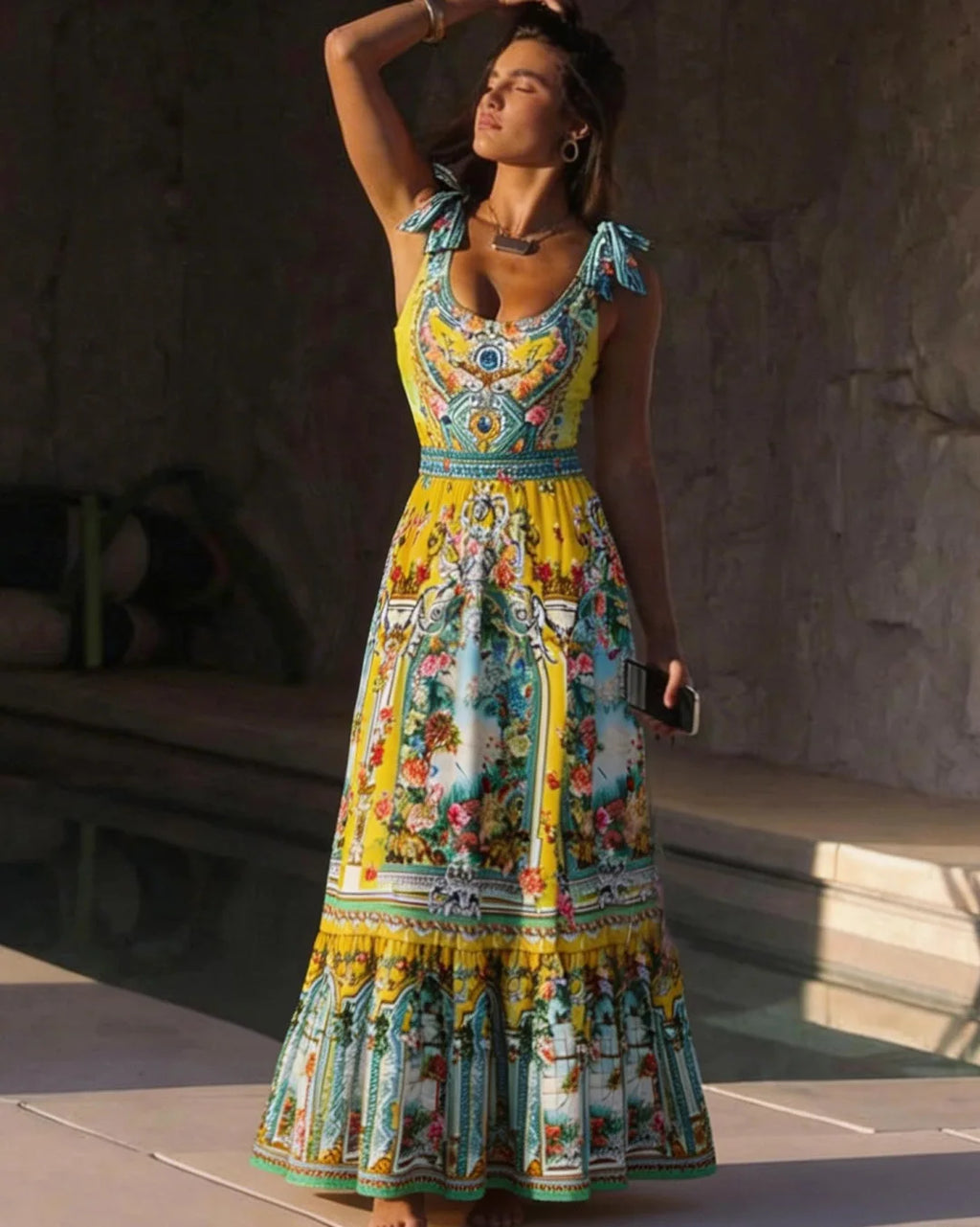 Retro Bikini Printed Fashion Two Piece Swimsuit And Cover Up With Skirt Tight Women's Bandage Summer Beach Luxury Elegant