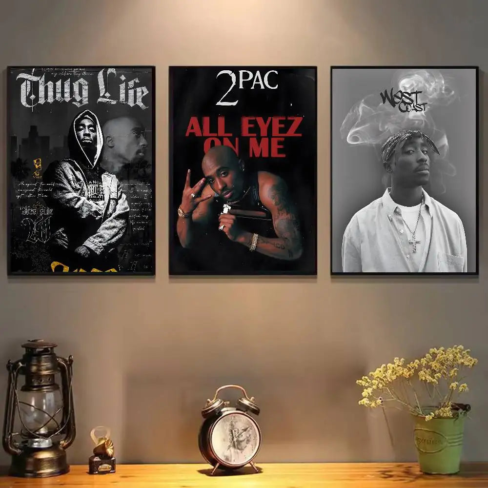 Hip Hop Singer 2-2Pac-MT Tupac Shakur Poster Art painting poster with prints Home bedroom living room decoration gift