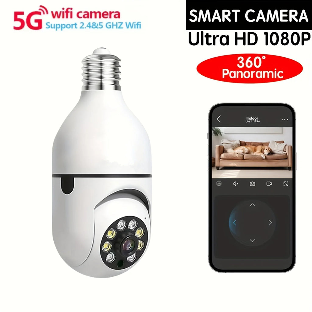 Ease Life App 5G/2.4G WiFi,4MP,IP54,E27 Light Bulb Security Camera Indoor Outdoor Wireless  Color Night Vision Motion Detection