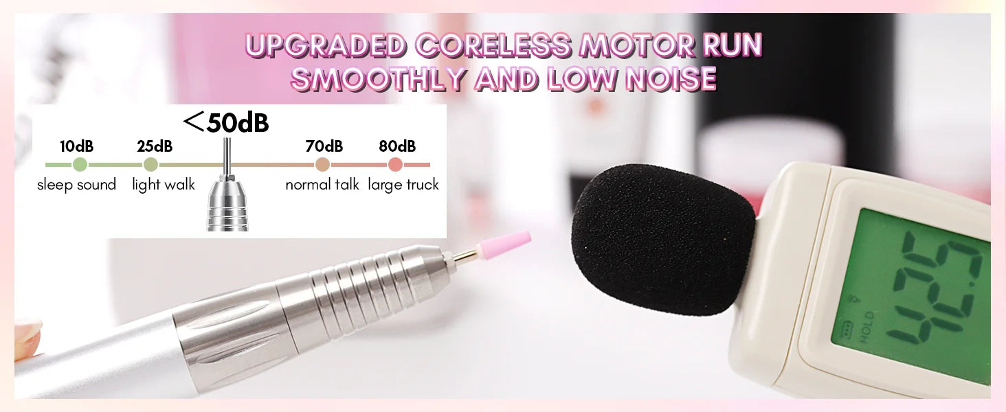Professional Nail Drill, Nouvella 35000RPM Electric Nail Filer Machine with Coreless Motor Rechargeable Efile for Nails Gel