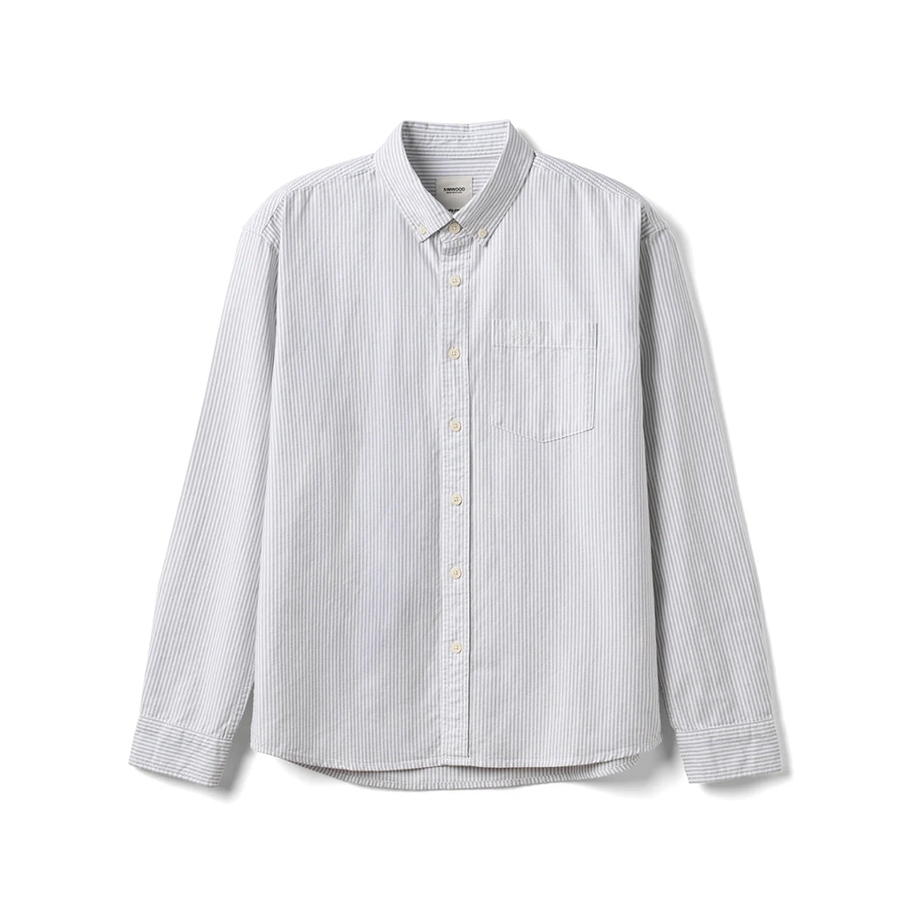 SIMWOOD 2026 Autumn New Oversize 200gsm 40S Cotton Oxford Fabric Shirts Men Classic Vertical Striped Smart Casual Shirts
