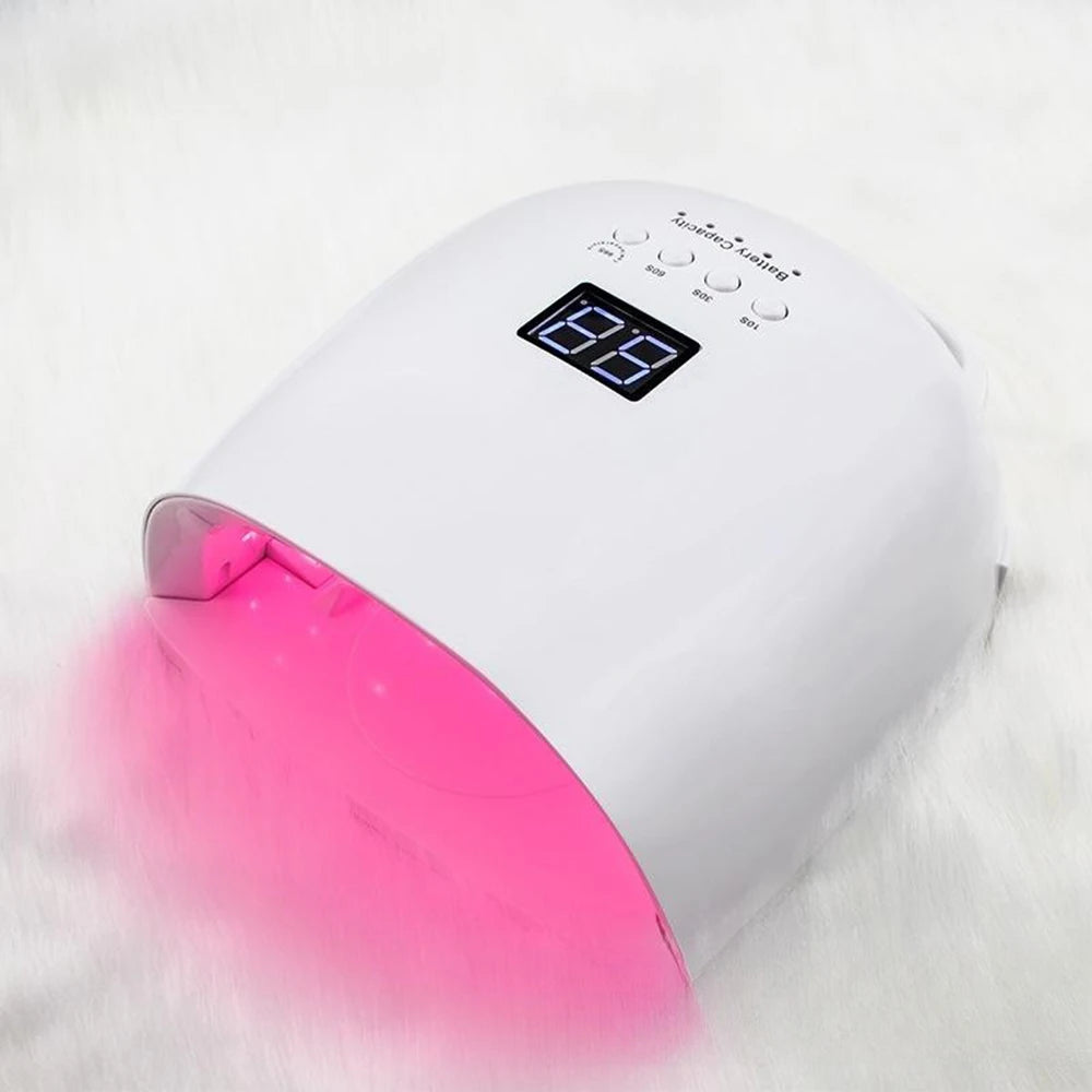 86W Lamp for Manicure Rechargeable Cordless Sun UV LED Lamp Nail Dryer For Curing All Gels 52 LEDs Light with LCD Timer Sensor