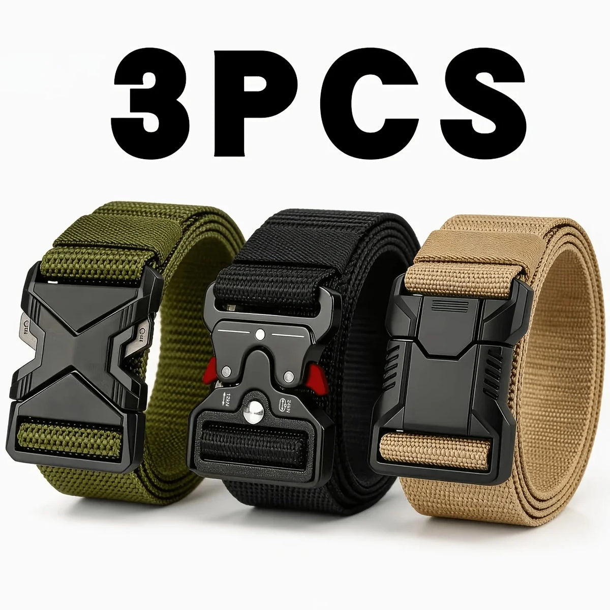 3pc Quick release tactical belts adjustable for outdoor use durable and thick multifunctional men belt Casual golf belts for men