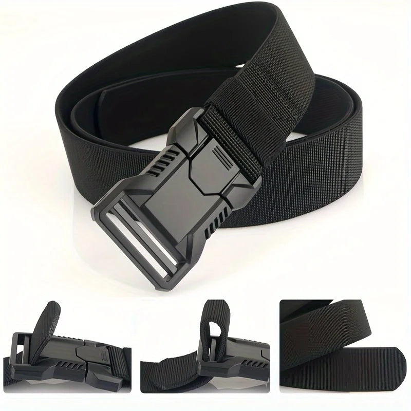 New Unisex Elastic Belt Hard Metal Buckle Quick Release Tough Stretch Nylon Men's Military Tactical Belt Casual Waistband