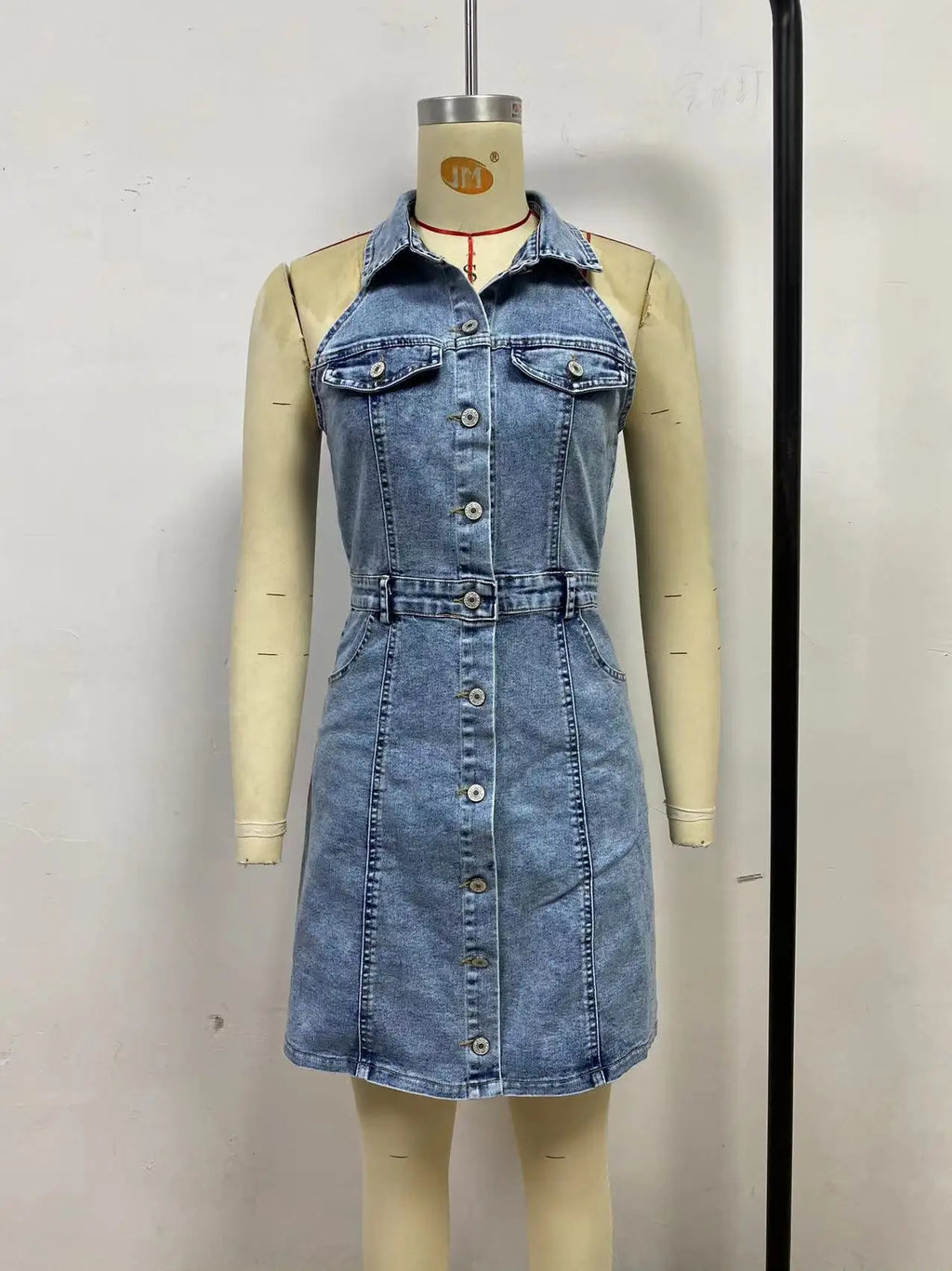 Short Dress Women Denim Dresses Vestidos Y2k Streetwear Turn Down Collar Sleeveless Hip Wrap Elegant Sexy Party Night Work 2026