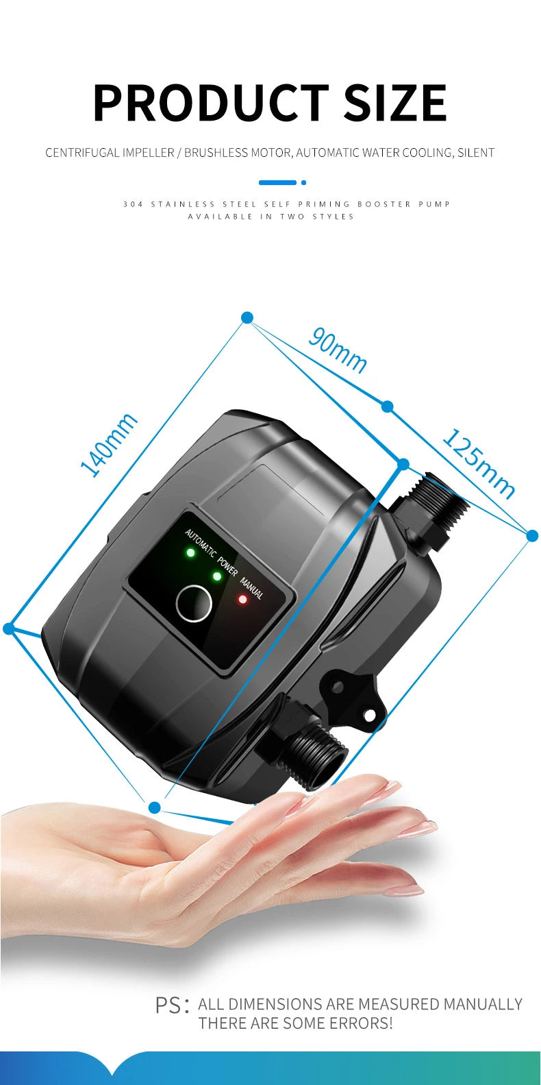 110V/220V New Automatic Booster Pump Tap Water Pipeline Booster Water Heater Shower Shower Bath Water Pressure Pressurized Mute