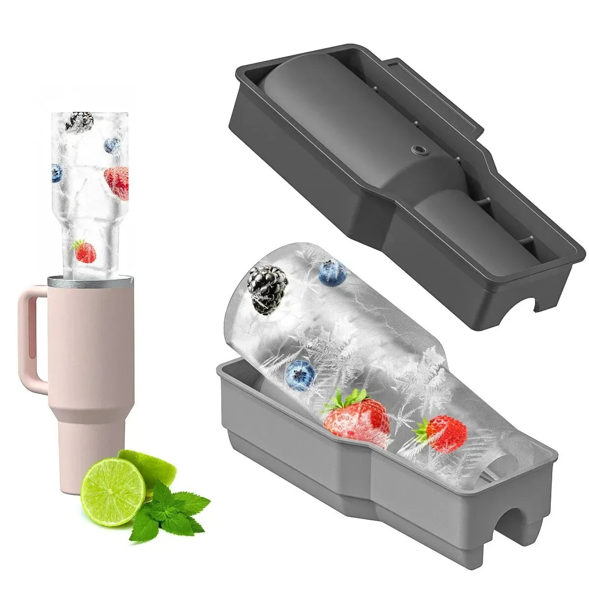 Tumbler Ice Mold for Stanley Cup 30-40 oz - Silicone Cylinder Ice Mold with Lid, Easy Fill and Release Ice Maker for Ice Drink