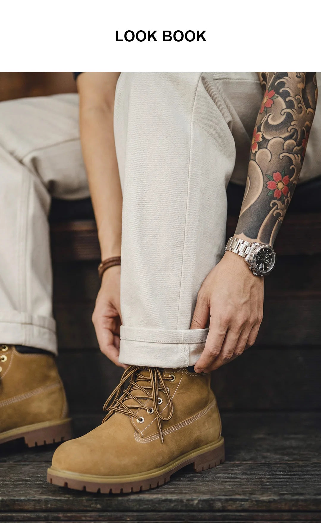 Maden Men's Vintage White Heavyweight Washed Jeans Straight 100% Cotton CleanFit Casual Pants with Zip Fly for Spring and Autumn
