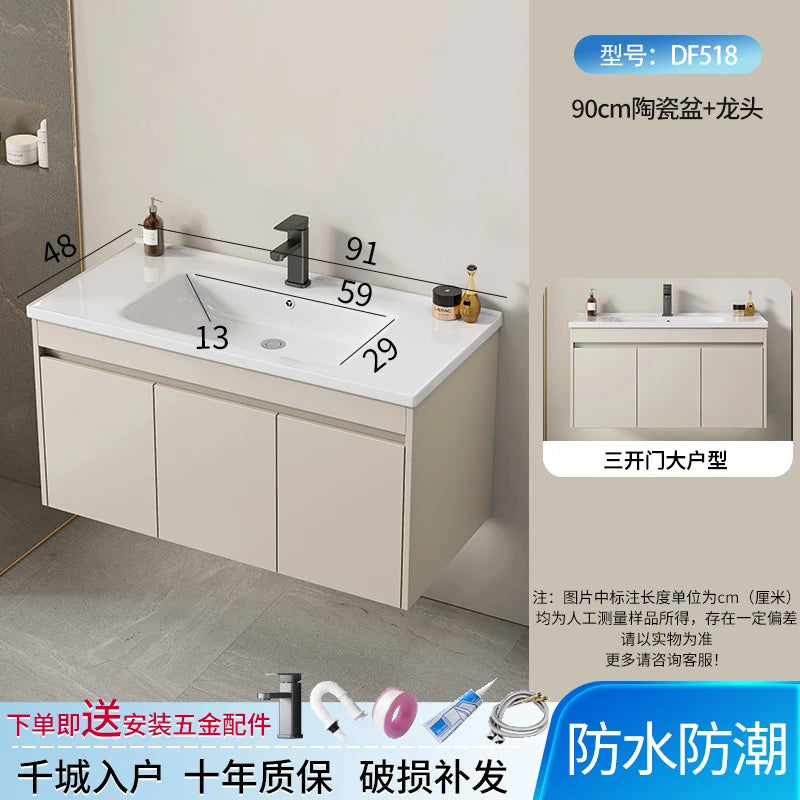 Wall Basin Bathroom Cabinet Set Sink Mirrors Shelves Bathroom Cabinets Storage Organizer Mobile Bagno House Accessories