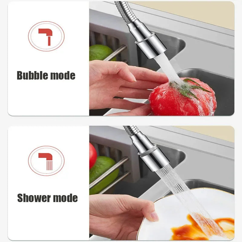 1080° Rotation Stainless Steel Kitchen Faucet Sprinkler Extender Bubbler Water-saving Device Lengthening Splash Sprinkler Spray