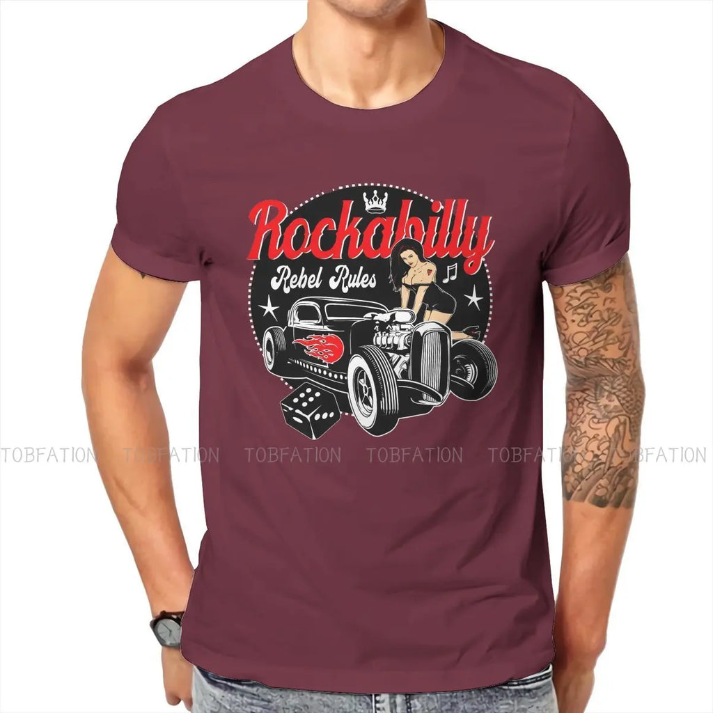 Rockabilly Music Hot Rod Sock Hop Dance Vintage Rock and Roll Essential T Shirt Vintage Cotton Men Tees Harajuku Crewneck TShirt