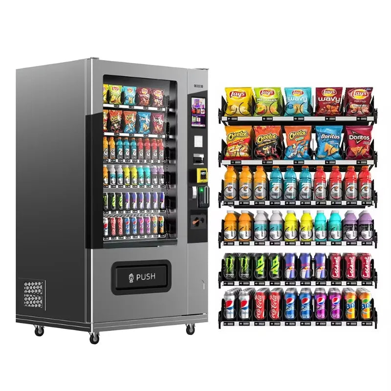 Vending Machine for Foods and Drinks 10 Inch Touch Screen Supports Card Cash and Coin Payment Popular in Europe and America