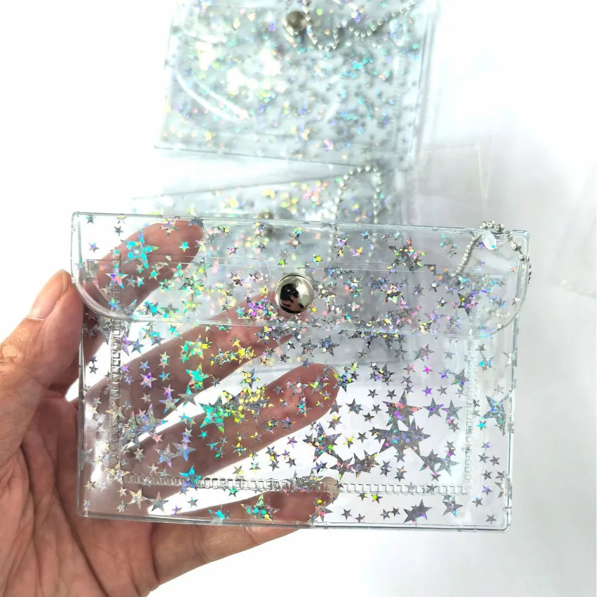 Transparent Laser Star Card Bag Children's Coin Purse Mini Cute Wallet for Women Cash Credit Card Holder Organizer