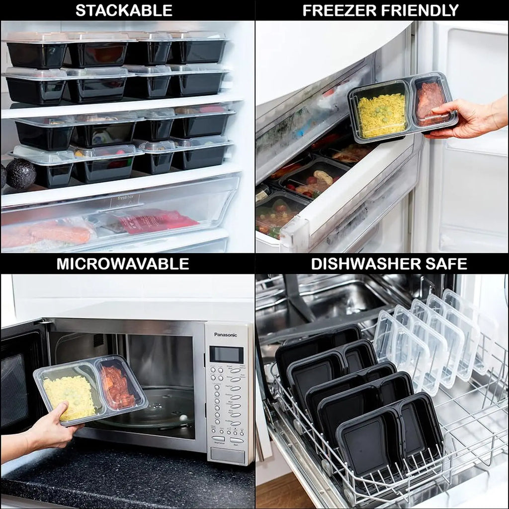 10PCS/Set Meal Prep Containers 1 Compartment with Sealed Lid Plastic Food Storage Bento Boxes Reusable Lunch Boxes Microwave, Re