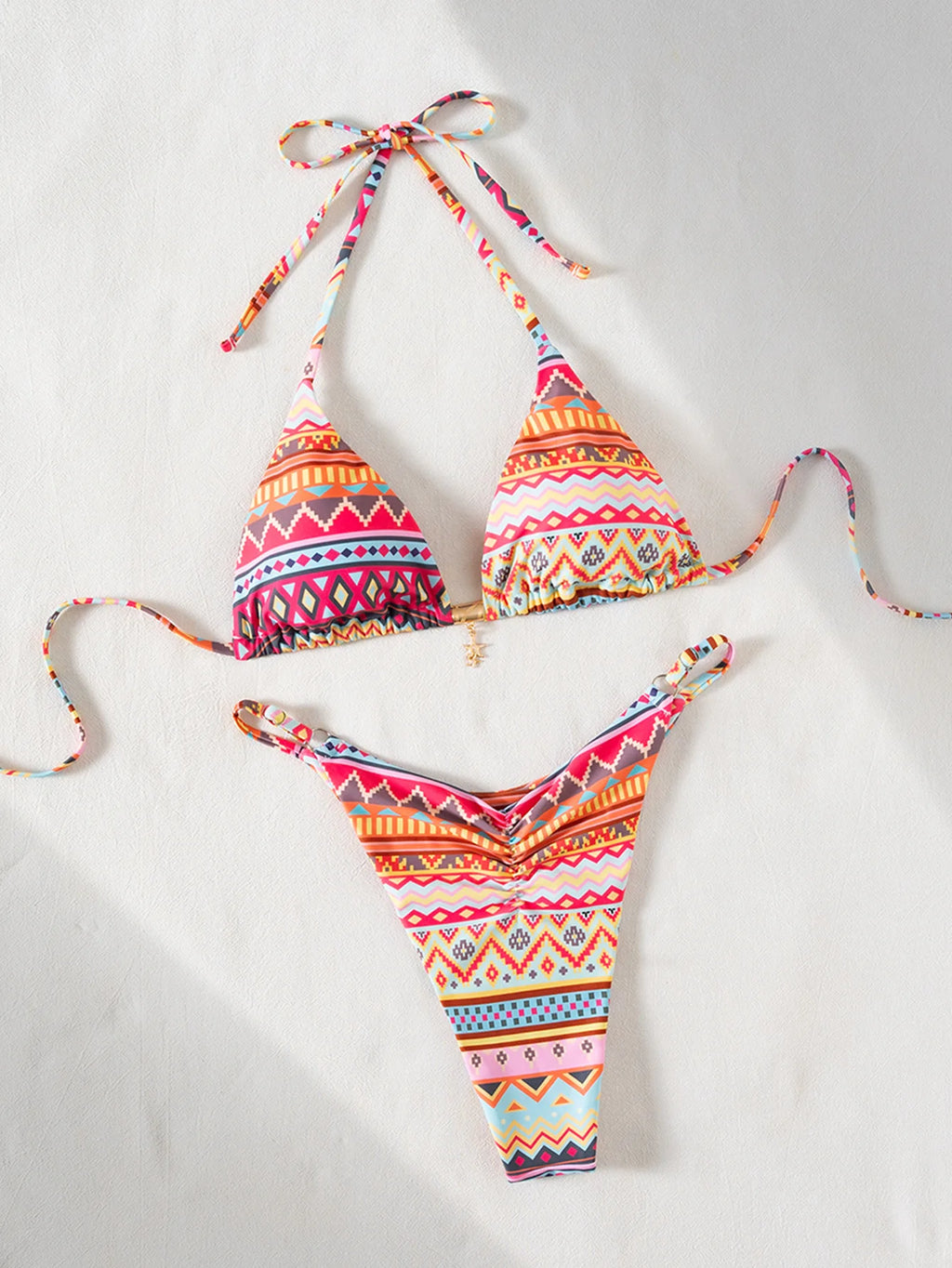 Retro Polka Dot Bikini Set Women Swimsuit Female Swimwear Micro Thong Bikinis Brazilian Halter Beach Wear Lace Up Bathing Suit