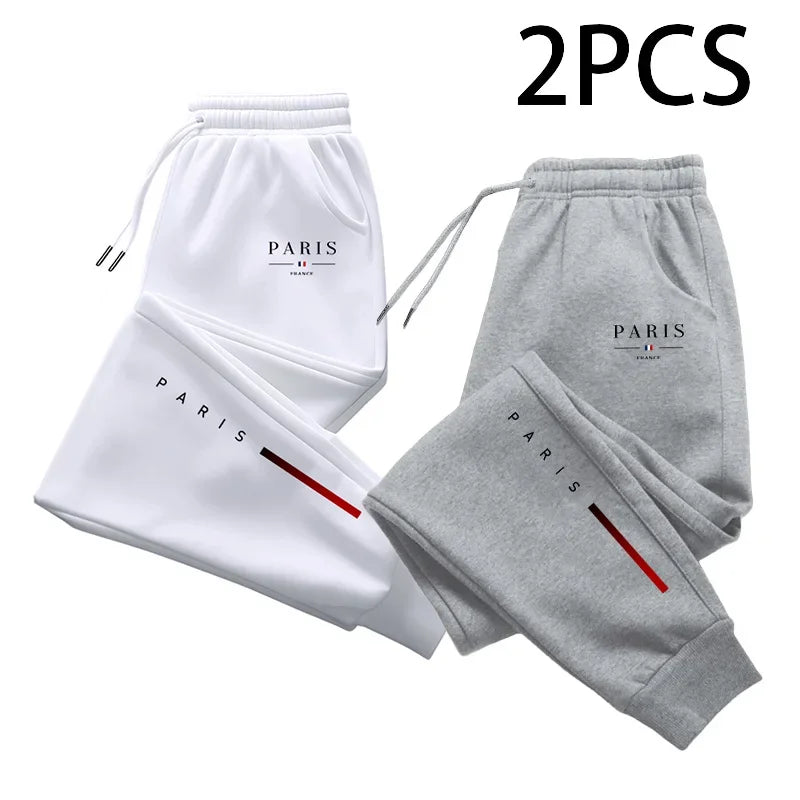 2 in 1 Sweatpants for Man Fall Winter Daily Casual Sporty Jogger Pants Paris Fashion Print Trousers Home Outdoor Comfort Bottoms