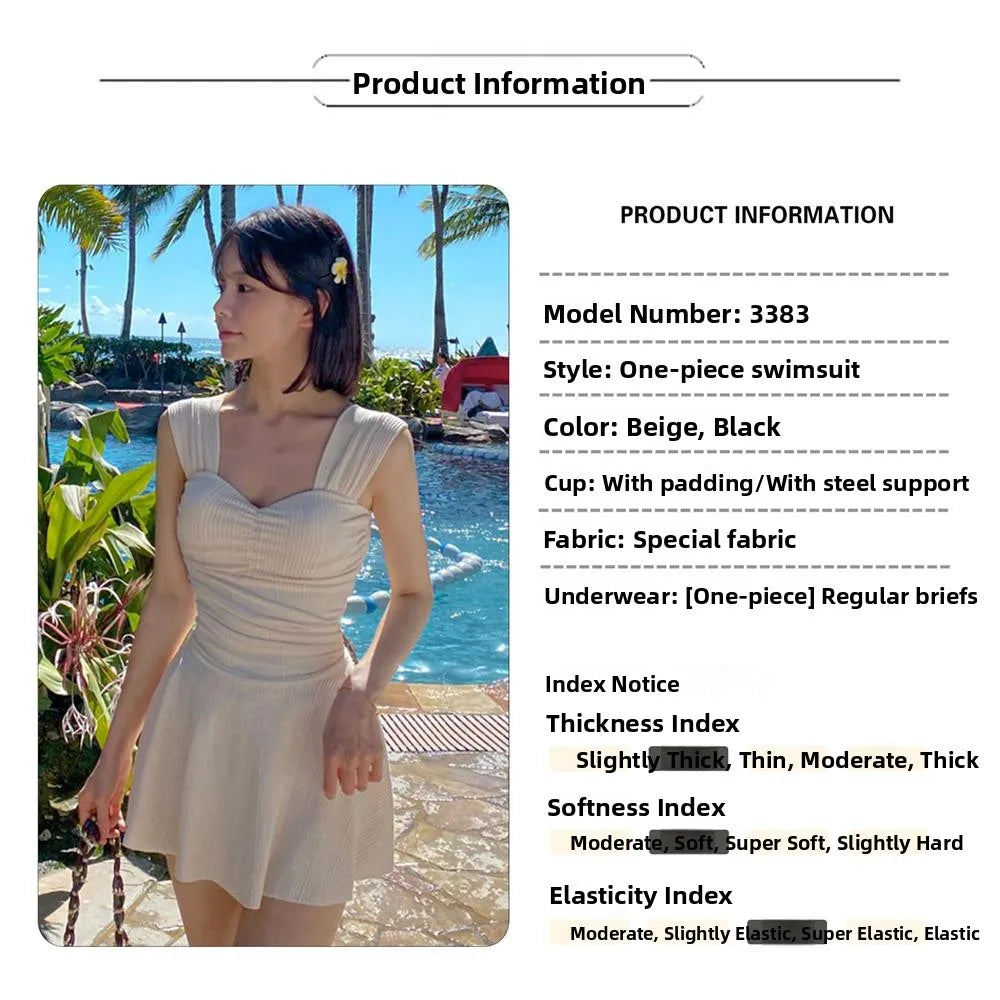 New Women's One-Piece Swimsuit Dress StyleSlimmingSexyIns Fairy Hot Spring SwimsuitBrand Mysterious Shark Sleeveless Fixed Ch...