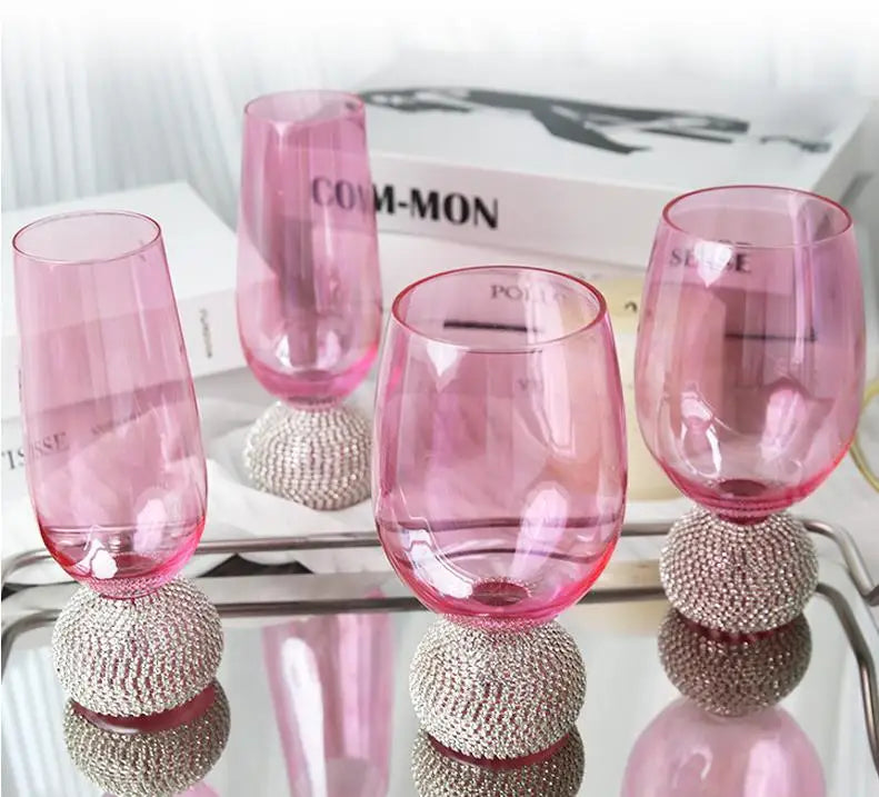 Fairy wine glasses pink diamond whisky glasses decorated with goblets red wine glasses wine glasses