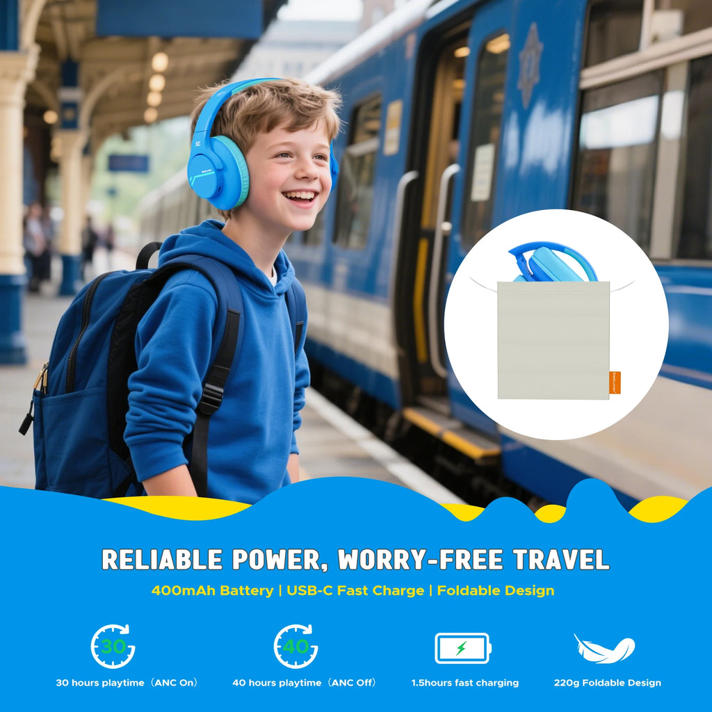 ANC Kids Wireless Headphones Noise Cancelling Bluetooth Earphones For School Travel Soundproof Headset Kids Protection Hearing