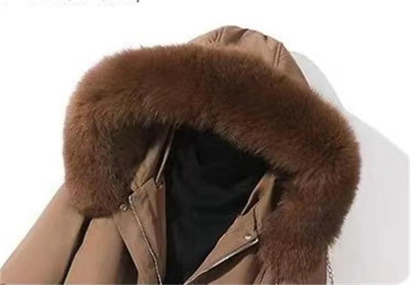 Fleece Lined Hood Down Jacket Winter Coat for Women Warm Drawstring Padded Parkas Korean Casual Streetwear Female Puffer Outwear