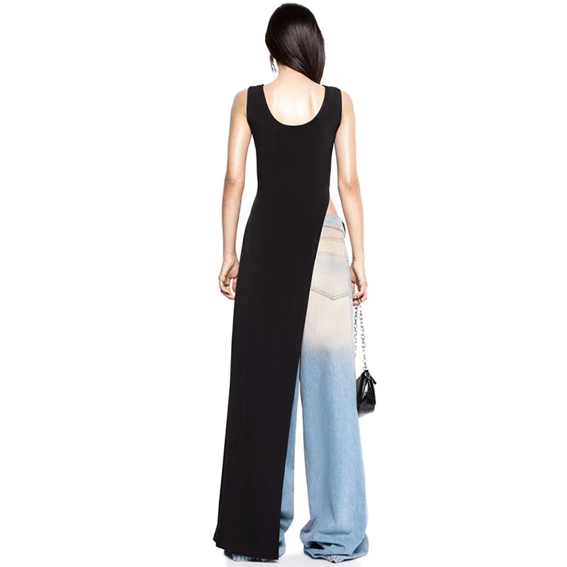 Sexy Sleeveless Side High Split Midi Dress Backless Women's Summer Party Club Streetwear Y2K Style Solid Color