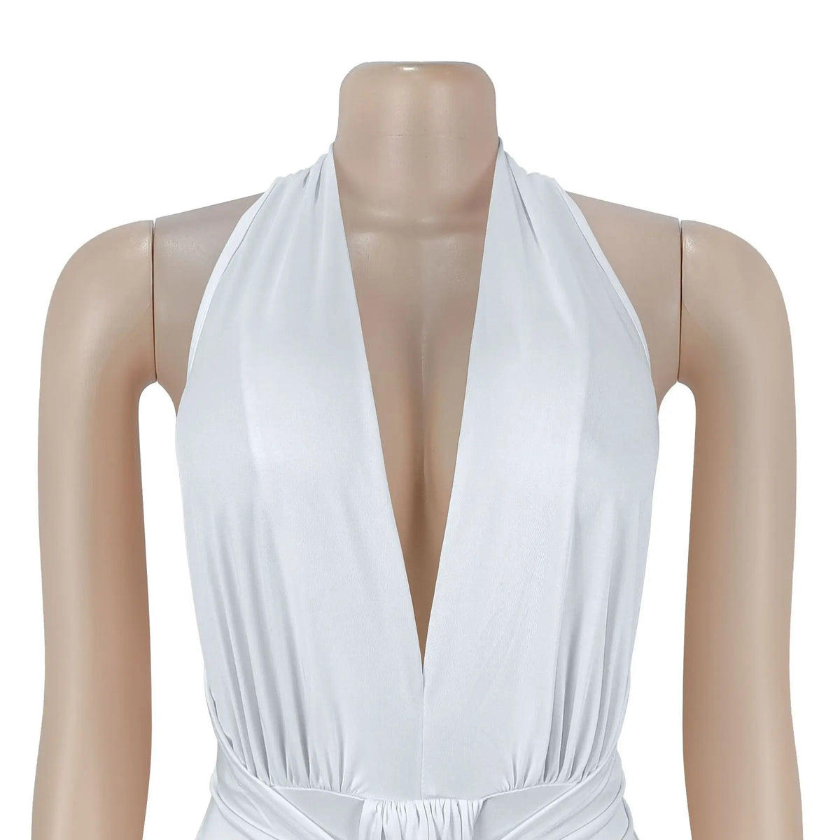 EINY Sexy Women White Halter Maxi Dress Elegant Backless Ruched Bodycon Long Gown Party Club Night Birthday Mermaid Dresses Y2K