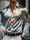 Men's Shirt 3D Vintage Chain Print Polyester Fabric Outdoor Street Long Sleeve Button Clothing Fashion Street Style Design