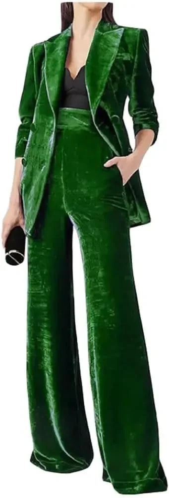Women's Double Breasted Velvet Suit, 2 Piece Business Meetings and Office wear, Wedding banquets, Dinners and Dances