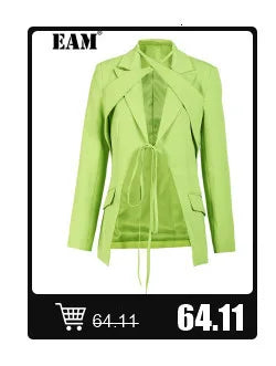 [EAM] Women Green Pleated Drawstring Long Irregular Vest Dress New Round Neck Sleeveless Fashion Tide Spring Summer 2026 1DJ2512