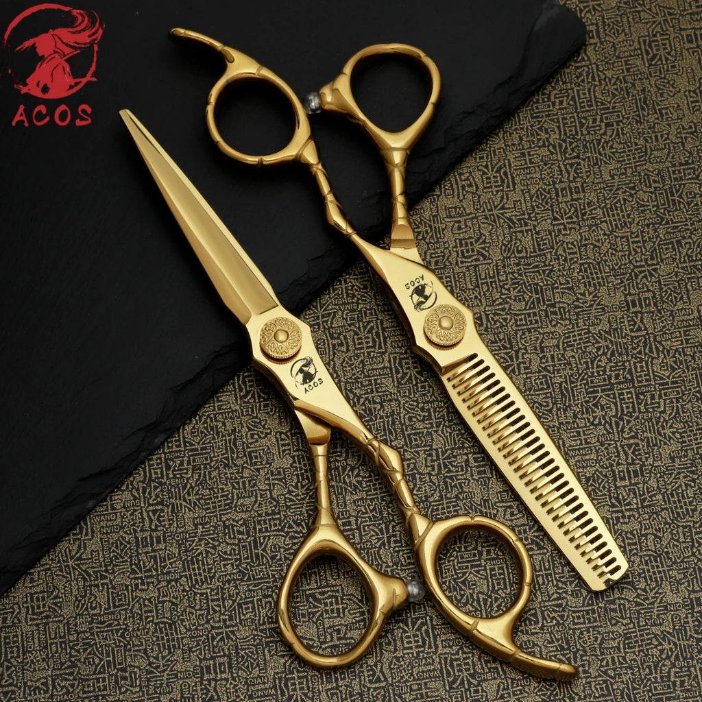 ACOS Professional Barbershop Scissors Set 440C Steel 6-inch Hair Thinning Clippers for Household Barber Tools