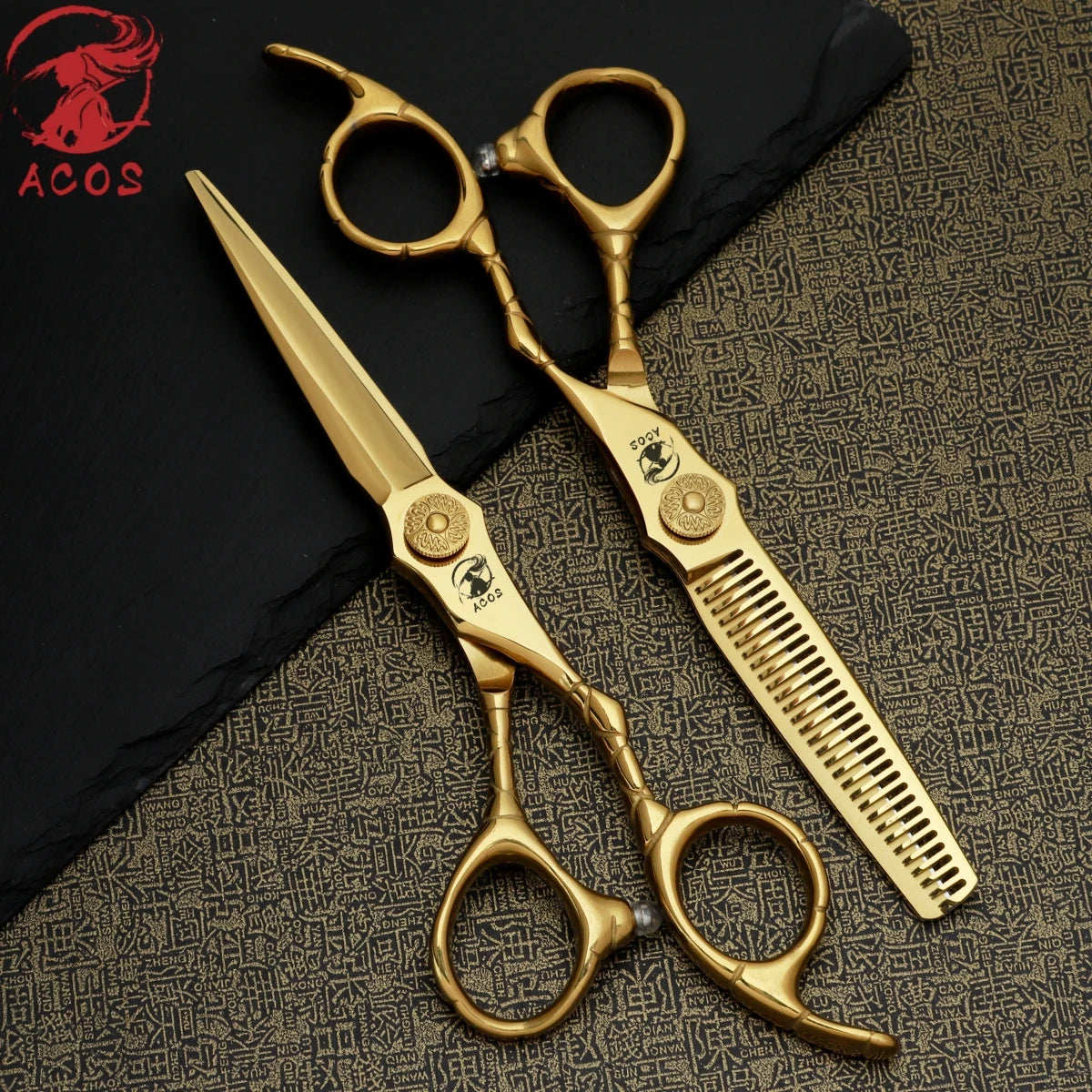 ACOS Professional Barbershop Scissors Set 440C Steel 6-inch Hair Thinning Clippers for Household Barber Tools