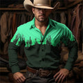 2024 Retro Fashion Simple Long Sleeve Western Denim Men's Social Shirt Top Rock Men's Street Retro Fashion Casual Clothing