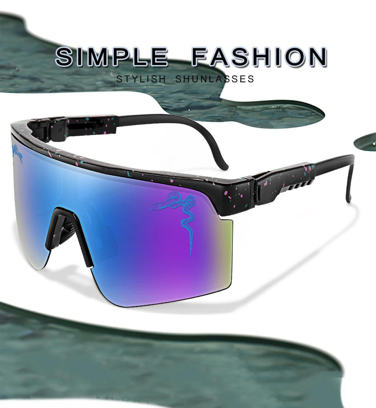 Men's Fashion Large Frame Cycling Sunglasses Fashionable Goggles with Random Dot Decoration for Outdoor Sports Hiking Fishing