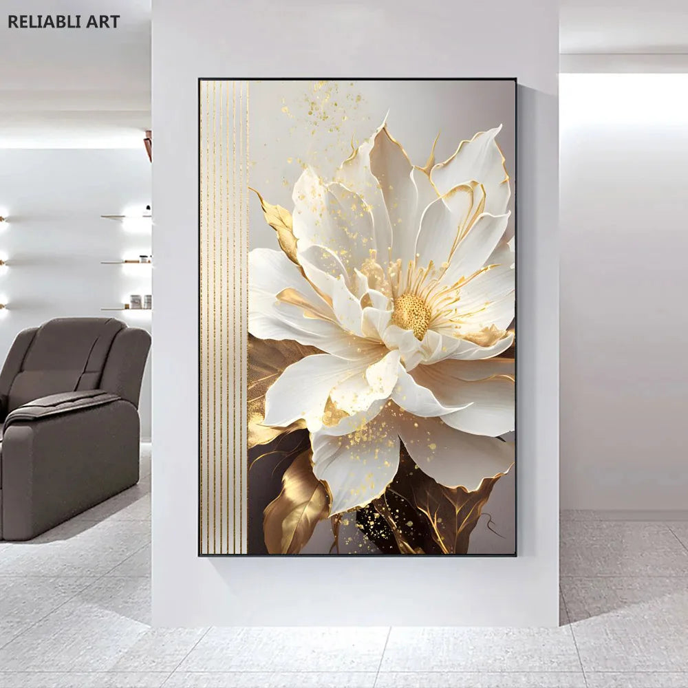 Modern Light Luxury Living Room Decor, Abstract Flower Art Posters,Home Decoration, Prints Canvas Wall Picture,Unframed