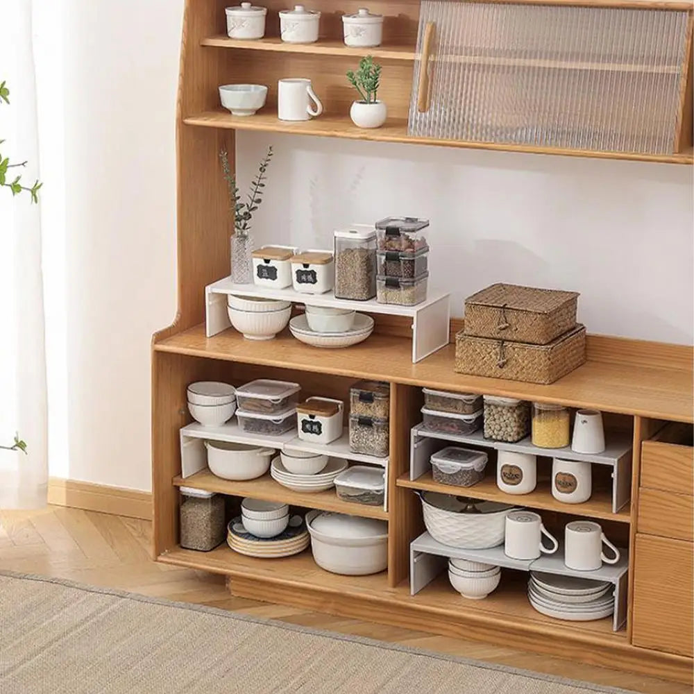 1pcs Kitchen Stretchable Cabinet Shelf Cupboard Separated Storage Rack Countertop Organizer shoe Organizer Shelf Save Space