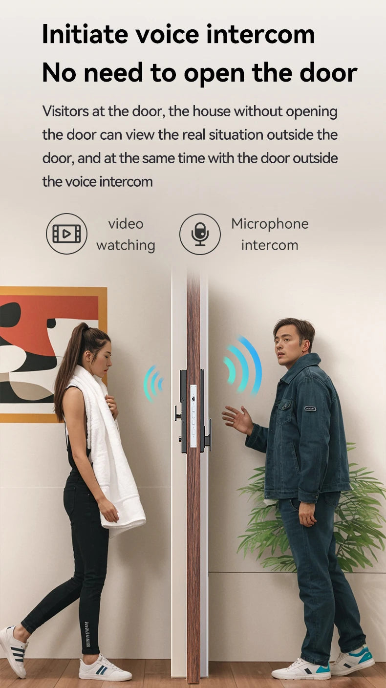 Glomarket Tuya Wifi App Unlock Digital Door Lock 3D Face Fingerprint Recognition Smart Video Intercom Aluminum Door Cloud