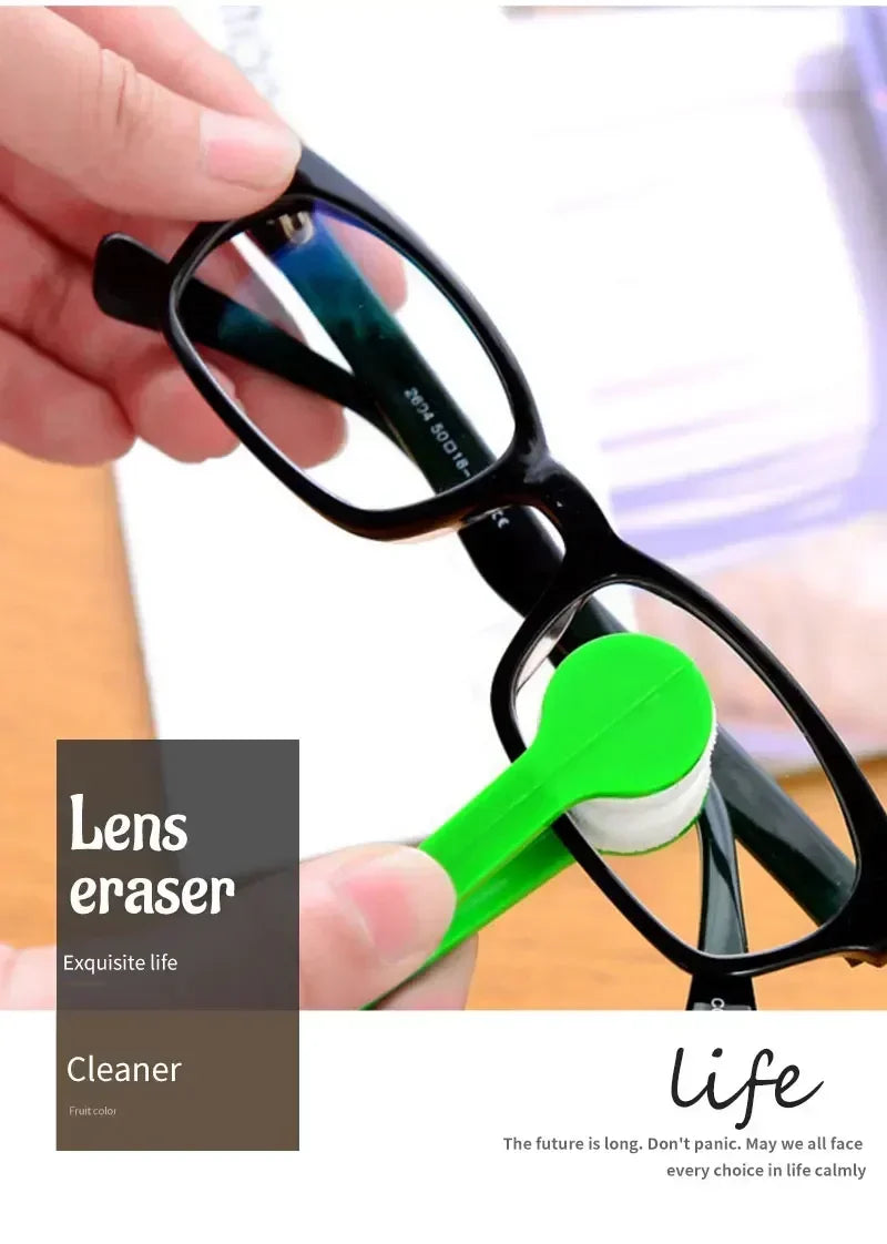 Portable Multifunctional Eyeglass Cleaning Wipe Green Microfiber Lens Brush for Sunglasses Glasses Compact Travel Scratch Free T