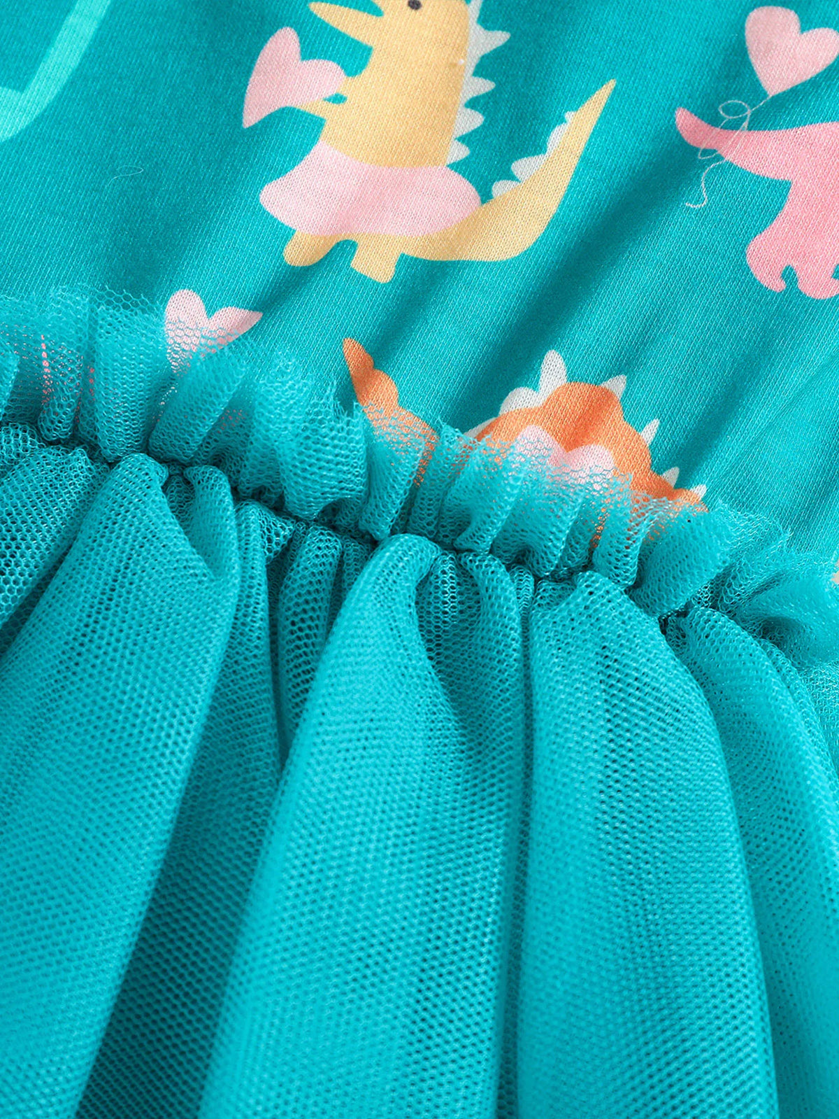 Summer 1-5 Years Little Girl Princess Dress Clothing Baby Girl Sleeveless Dinosaur Print Mesh Dress For Kids Girl Party