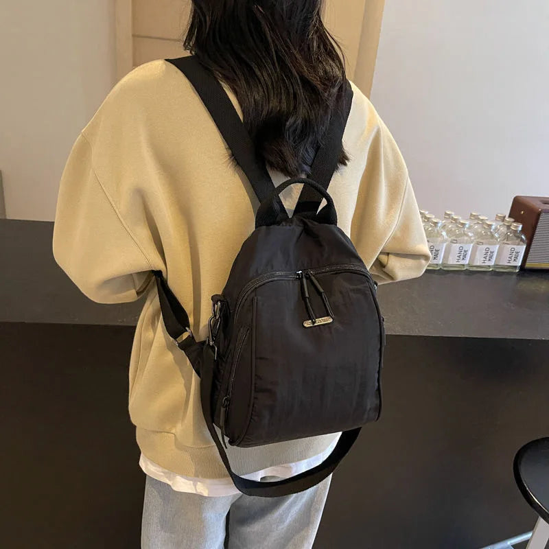 Multi Functional Nylon Mini Backpack, Casual Convertible Crossbody Sling Travel Bag for Women Multi-Pocket Daily Outdoor Daypack