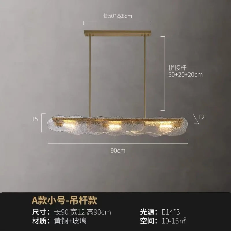 Restaurant modern simple glass crystal bar counter front desk exhibition hall strip decorative lamp