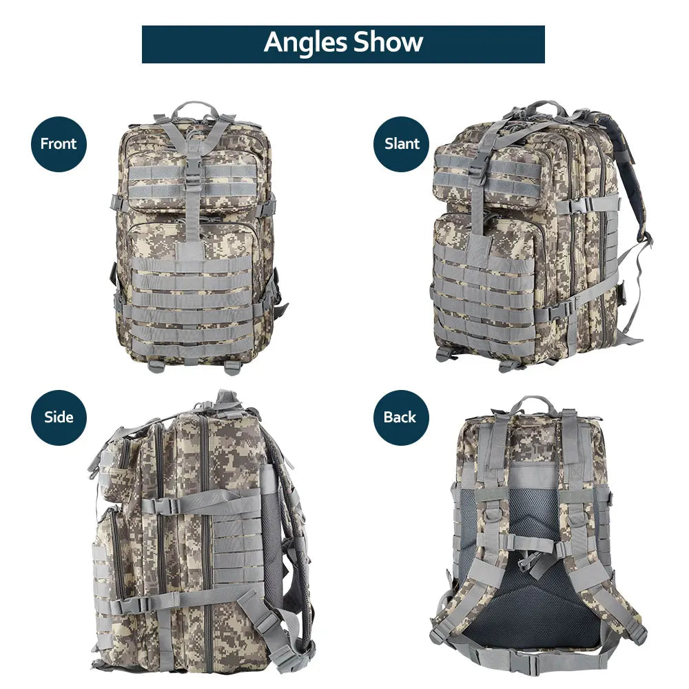 50 Liters Outdoor Tactical Dual Shoulder Large 3P Backpack Backcountry Cycling Sports Backpack Travel Attack Camouflage Multi-Fu