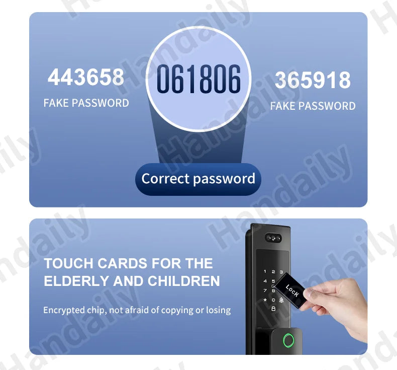 HanDaily Waterproof Smart Door Locks with Camera Video Intercom Palm Face Recognition Smart Lock Tuya Wifi App Remote Control