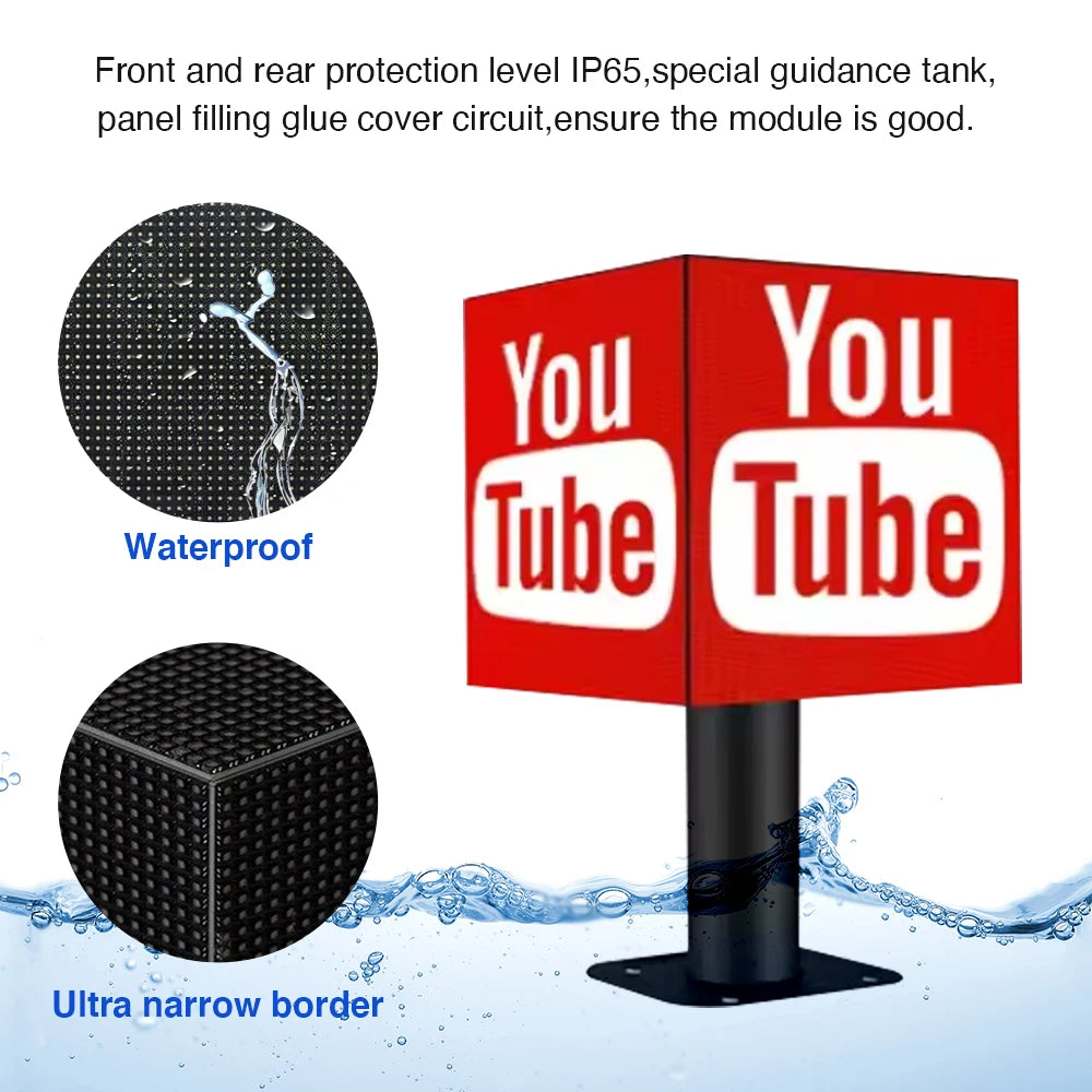 Outdoor Cube LED Display LED Display Waterproof for Advertising Four Sided LED Cube Panel Display Screen