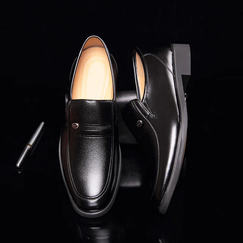 Leather Men Formal Shoes Luxury Brand 2026 Men's Loafers Dress Moccasins Breathable Slip on Black Driving Shoes Plus Size 38-44