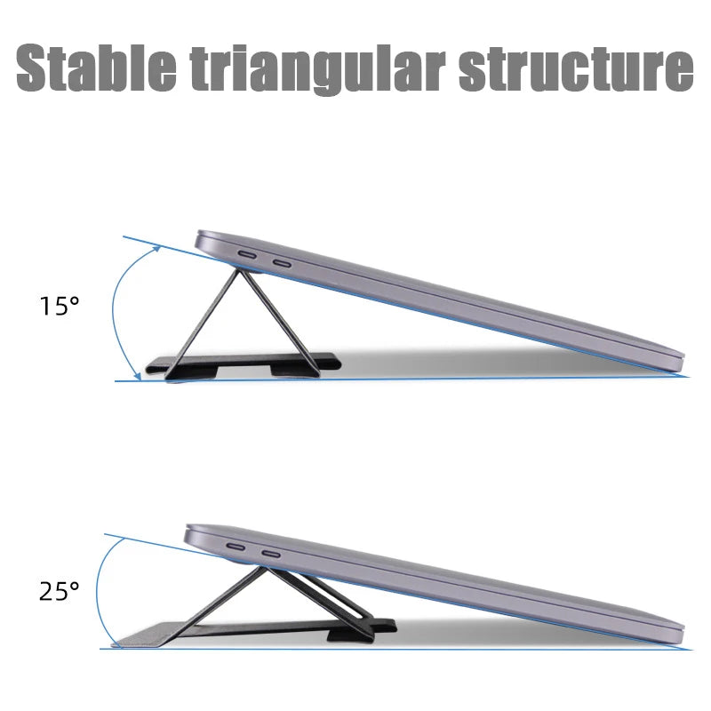 Portable Laptop Holder Desk Folding Desk Support PU Leather Stand Laptop Expansion Cooling Laptop Adjustable Stand Rack Bracket