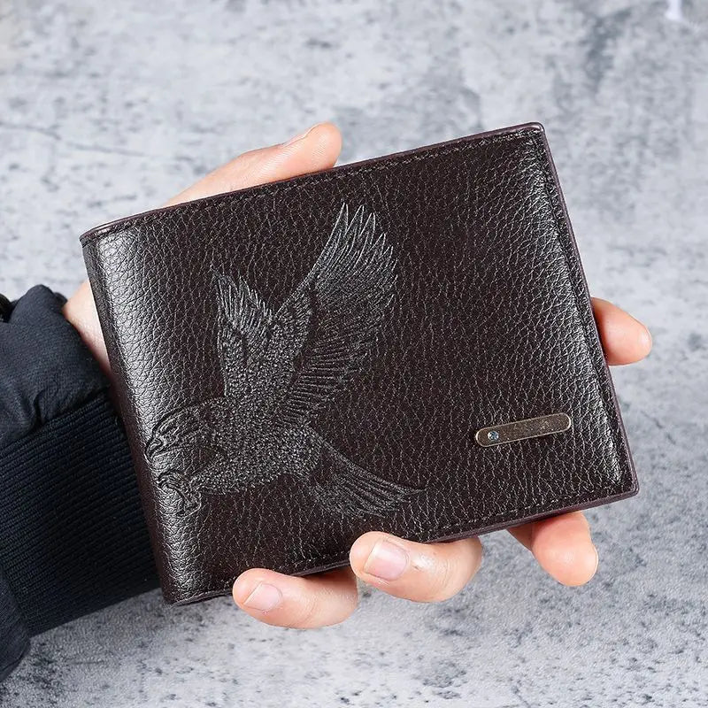 2025 Creativity Eagle Pattern Wallet MEN Soft Pu Wallet Thin Wallet Coin Purse For Gifts Card Holder Students