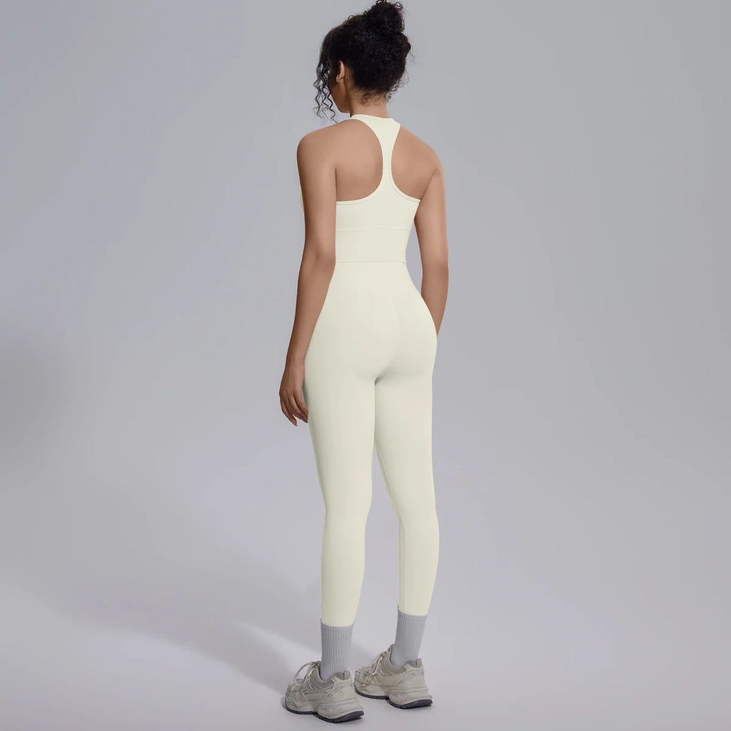 Rooftrellen New Women's Two-piece Set Fitness Sports Solid Color Yoga Set Summer Quick Drying Legging Pants Gather I-shaped Vest