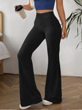 Women's Stylish Minimalist Flare Pants High Waisted Tummy Control Four Season Flare Leggings Elegant Casual Activewear Trousers