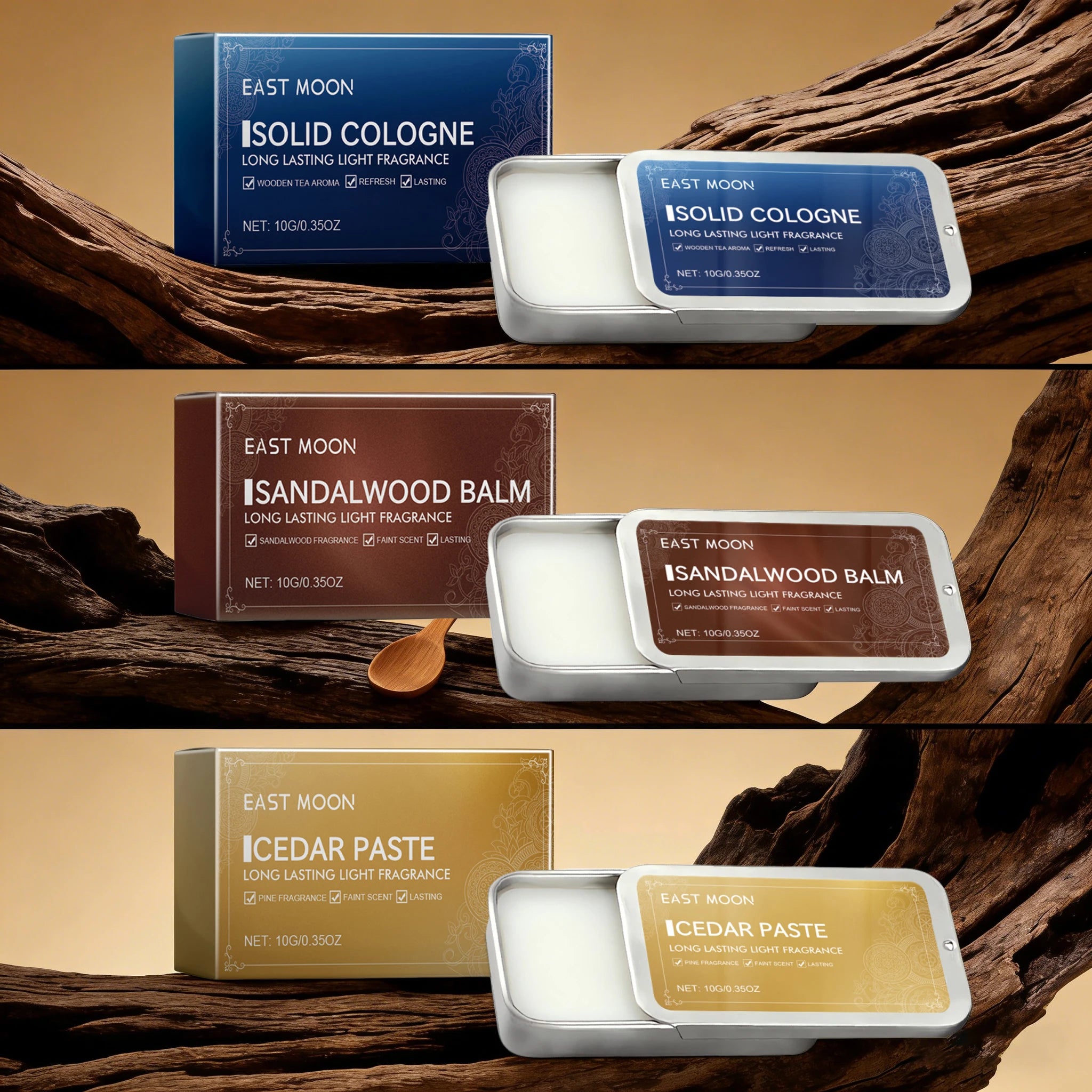 3Scents Men's Solid Cologne Lasting Fresh Cologne Pheromones Fragrance Men Deodorant Portable Woody Scent Solid Fragrance Balm